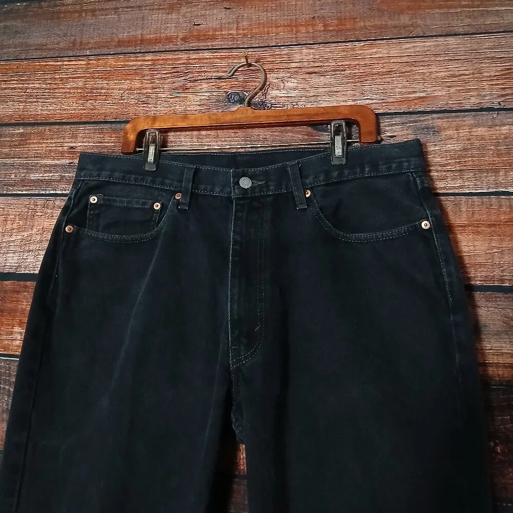 Levis Jeans 550 Relaxed Mens 38X29 Baggy 100% Cotton Black Denim